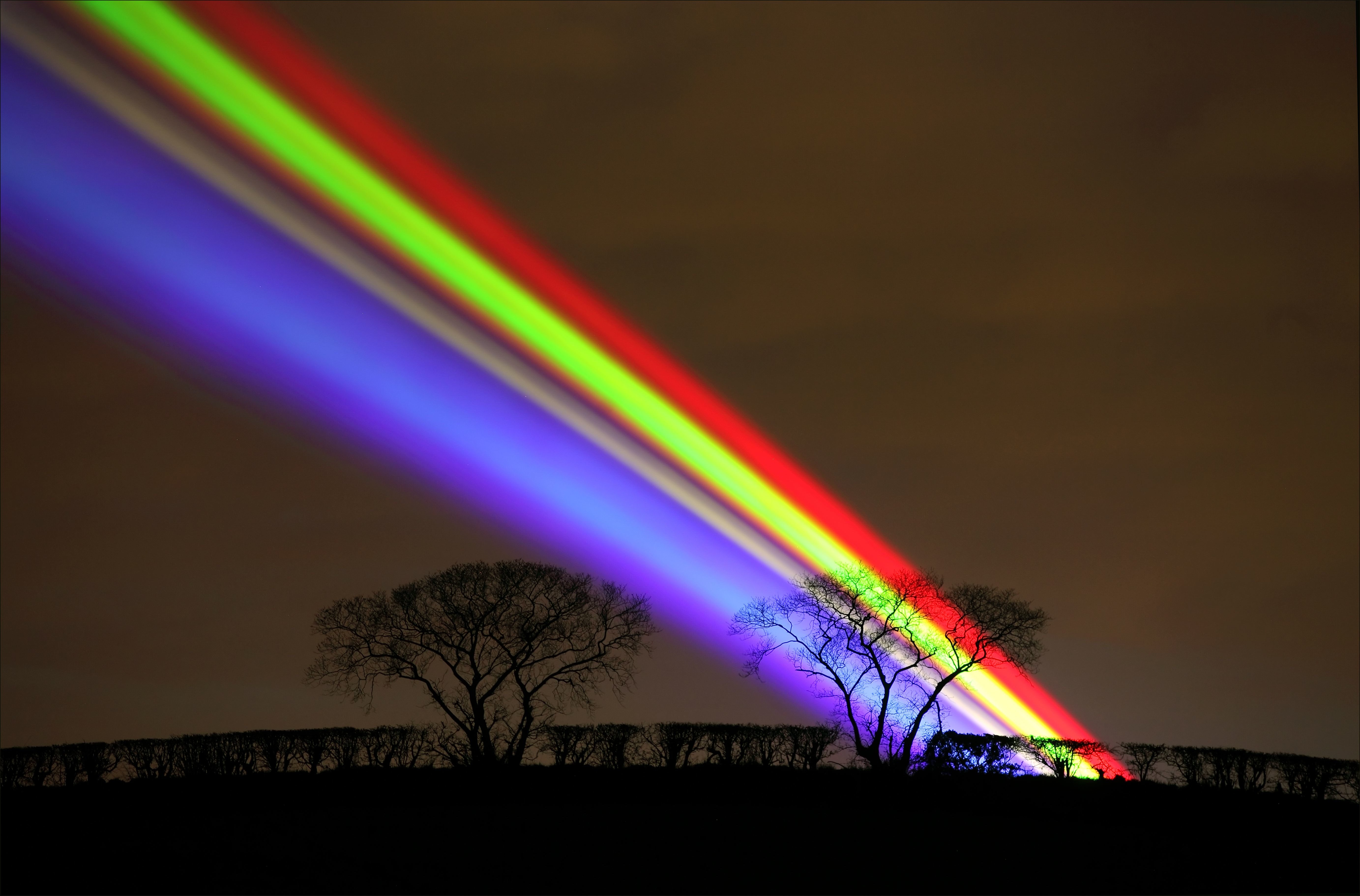Night Rainbow | Global Rainbow New Haven | laser light sculpture 