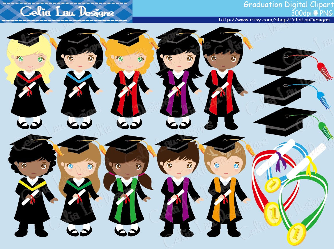 Graduation Clipart Graduation Kids Clip Art/ By CeliaLauDesigns - Clip ...