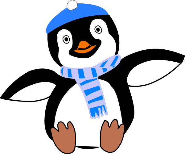 Penguin Wearing Hat And Scarf clip art - vector clip art online 