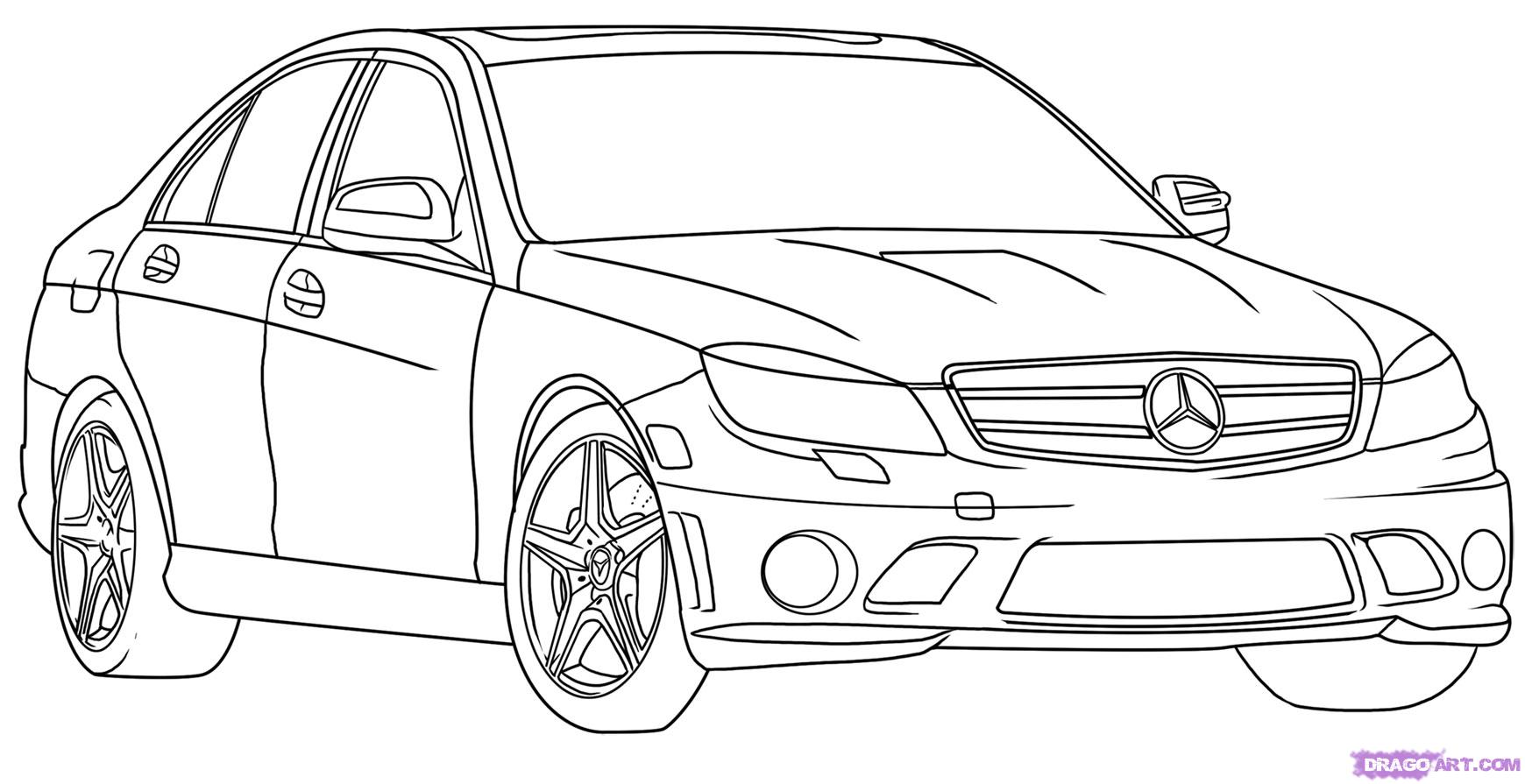 How to Draw a Mercedes-Benz, Step by Step, Cars, Draw Cars Online 