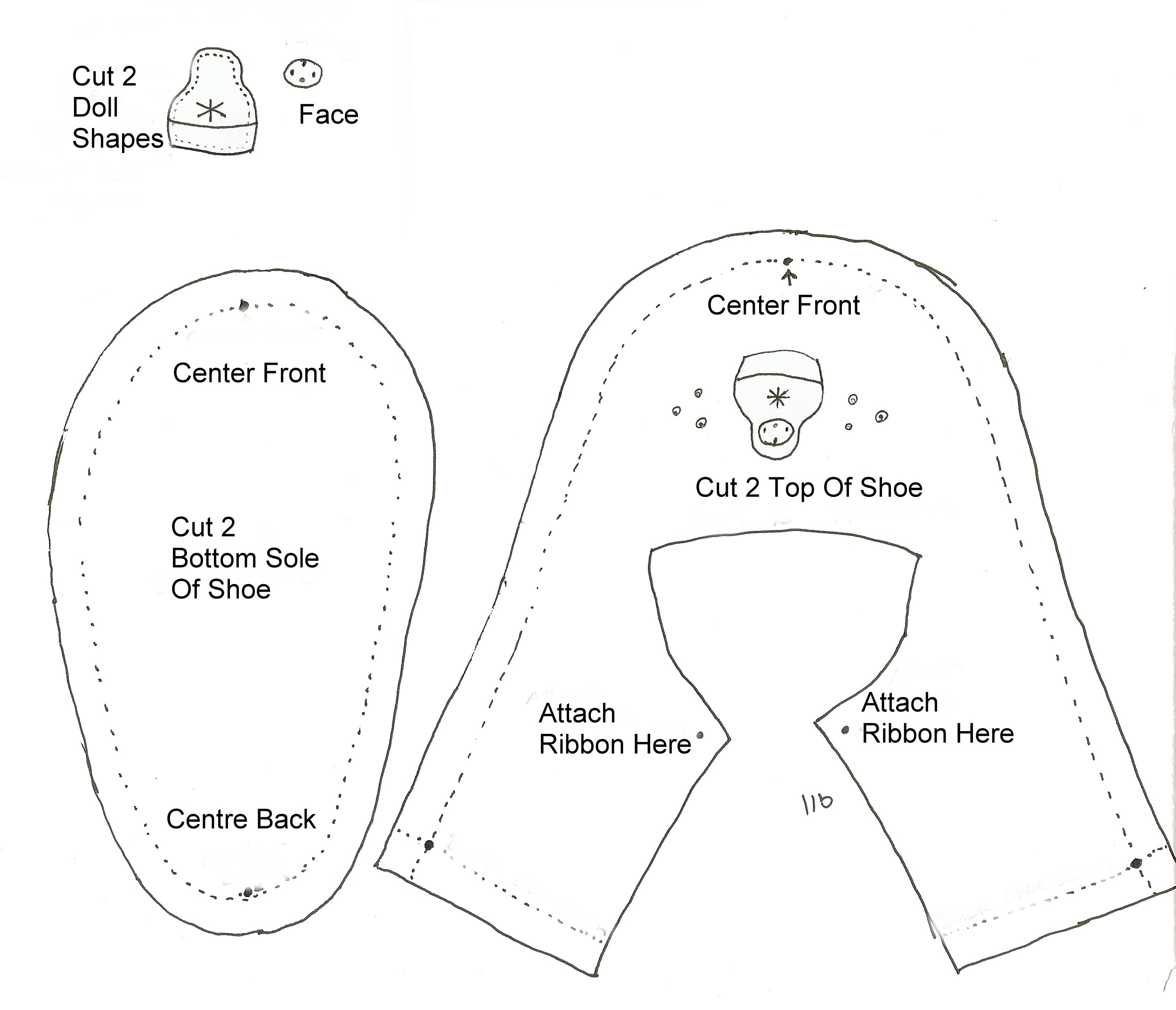 Printable 18 Doll Shoe Patterns Free Clip Art Library