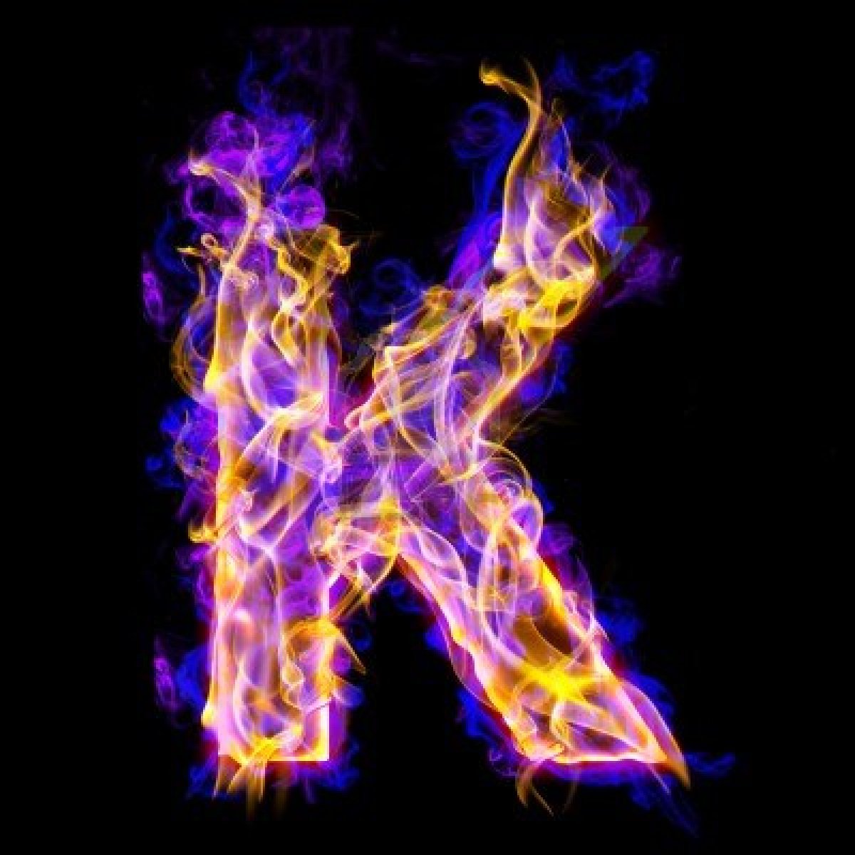 letter k logo in fire