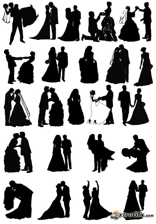 Wedding Silhouette on Clipart library | Wedding Invitations Silhouette 