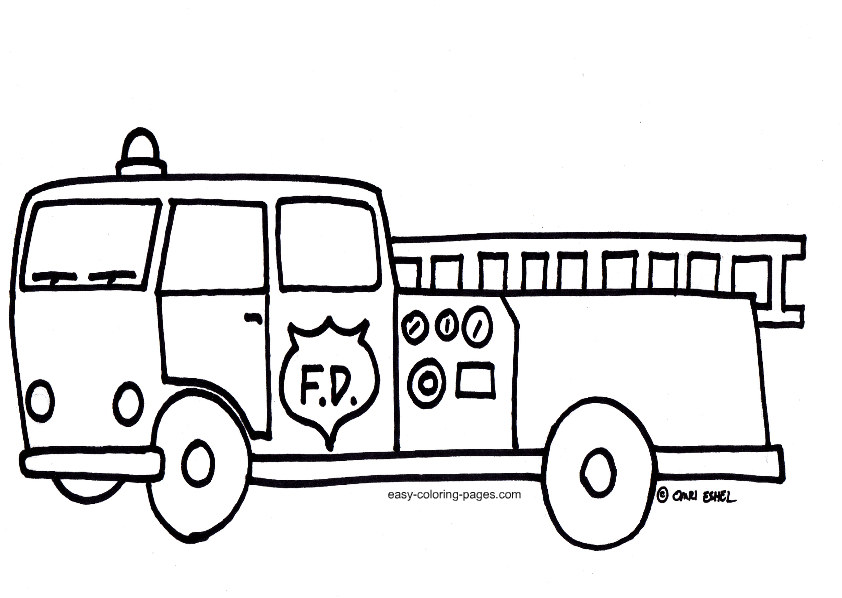 Fire Truck Coloring Pages Kids Clipart