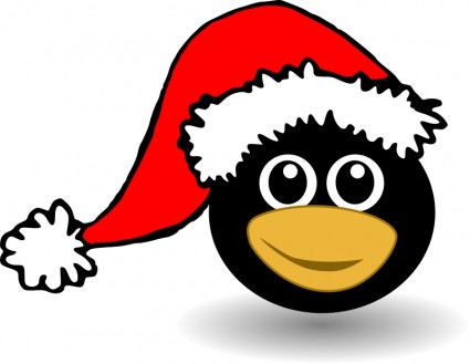 Funny tux face with Santa Claus hat Vector clip art - Free vector 