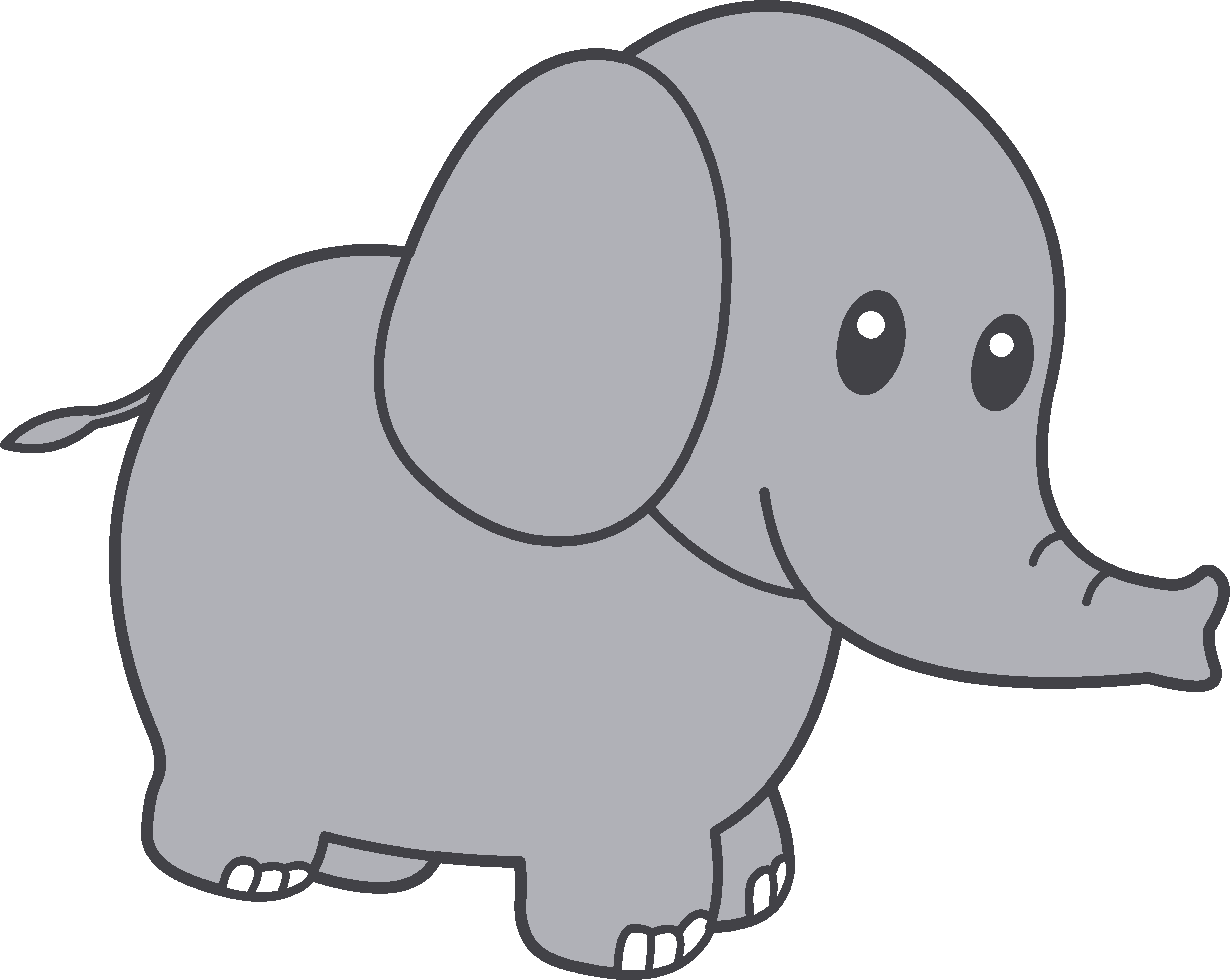 Cute Little Grey Elephant - Free Clip Art