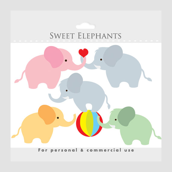 Popular items for elephant clip art 