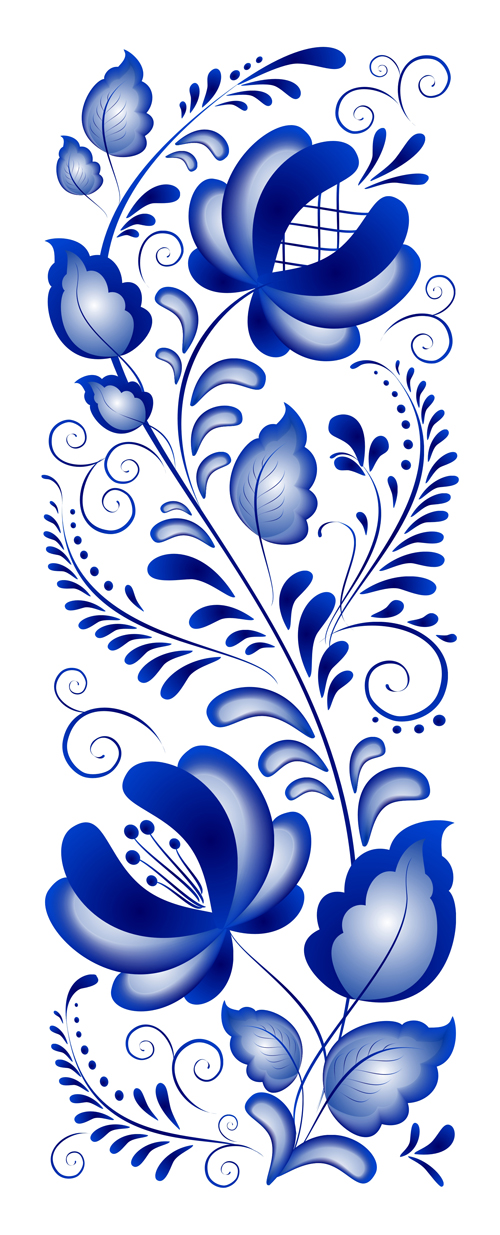 Beautiful blue flower ornaments design vector free | Flower vectors