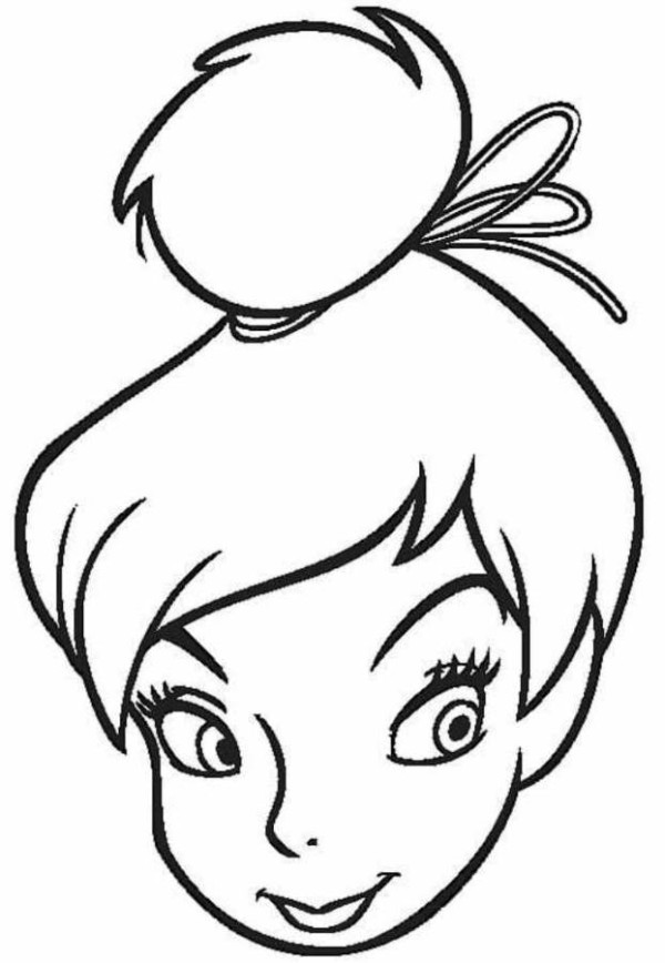 Tinkerbell Head Coloring Pages - Cartoon Coloring Pages, Disney 