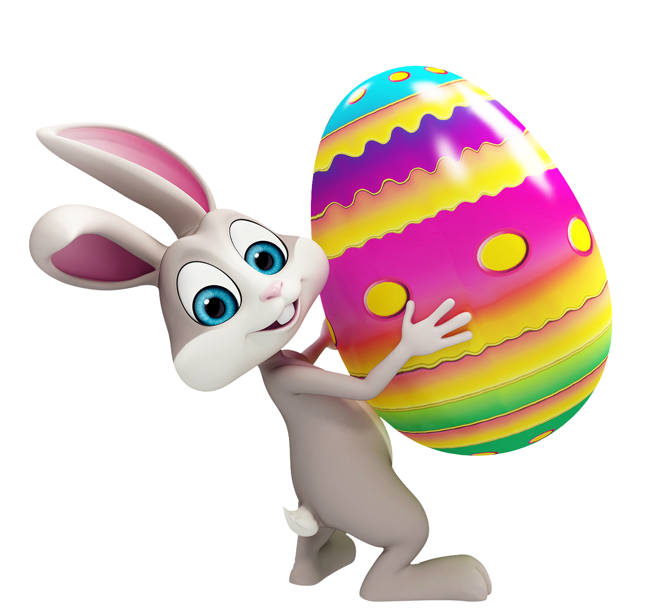 Easter Bunny with Colorful Egg Transparent PNG Clipart