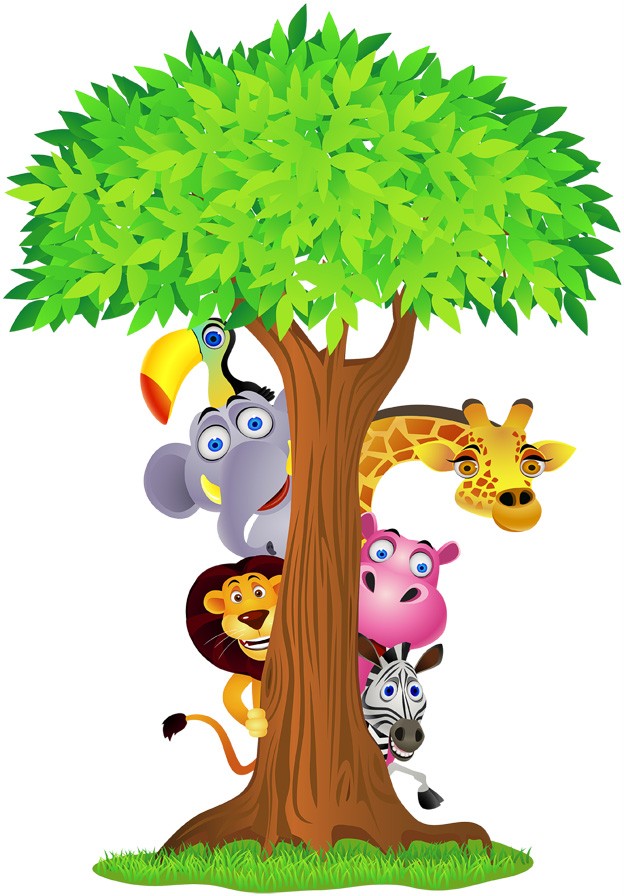 Choose Size Safari Animals Tree Decal Removable Wall Sticker Decor 