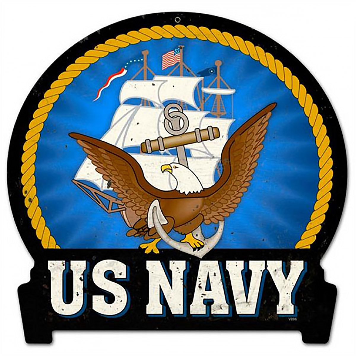 US Navy Braided Circle Logo Metal Sign | Military Emblem Signs 