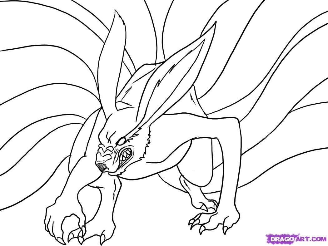 How to Draw Nine Tailed Fox, Step by Step, Naruto Characters 