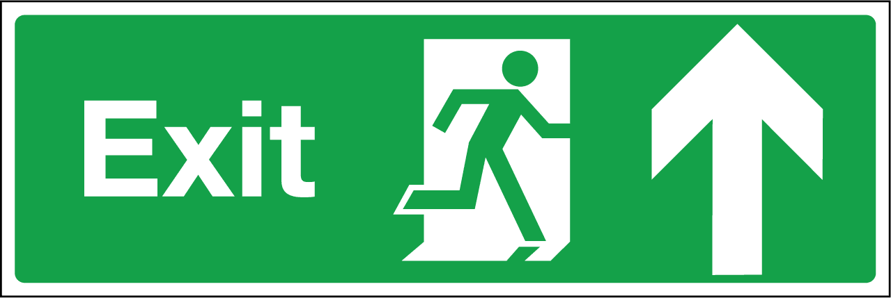 Exit sign running man arrow up. - Safety Signs, Warning Signs and 