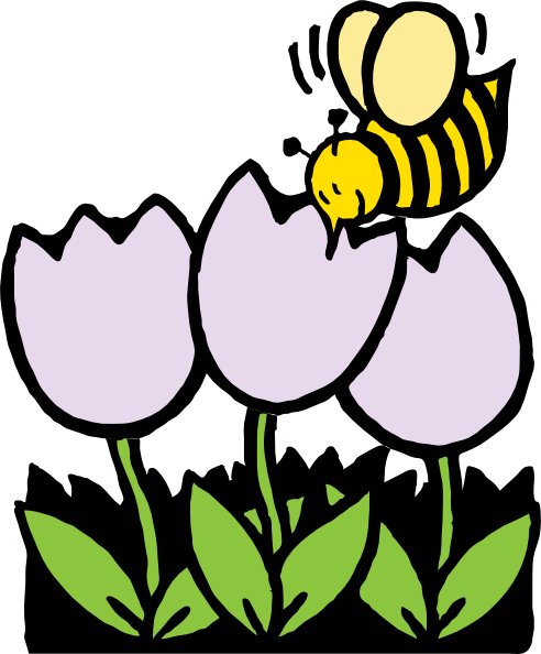 Bee And Flowers clip art - vector clip art online, royalty free 