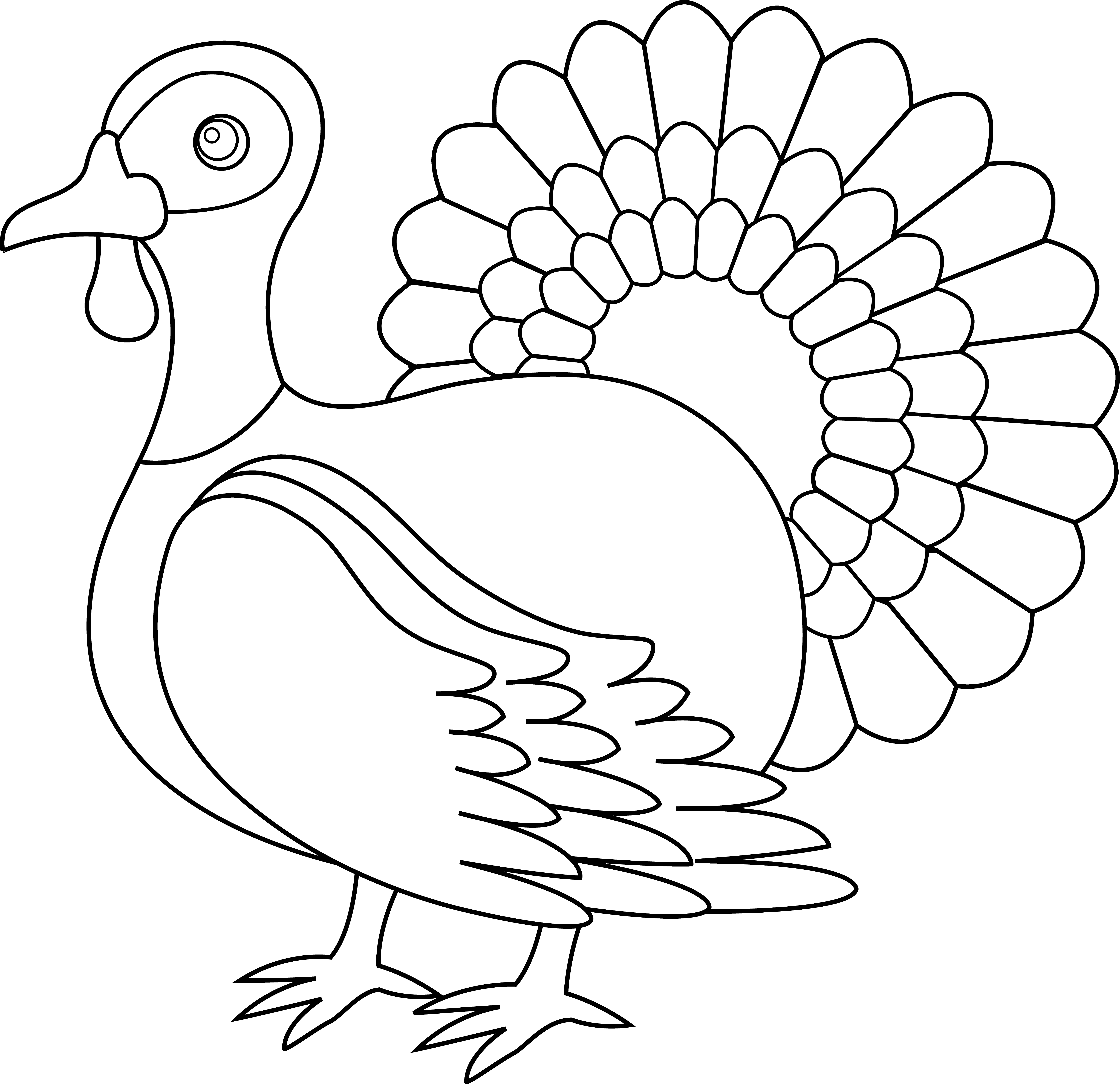 Thanksgiving Turkey Line Art - Free Clip Art
