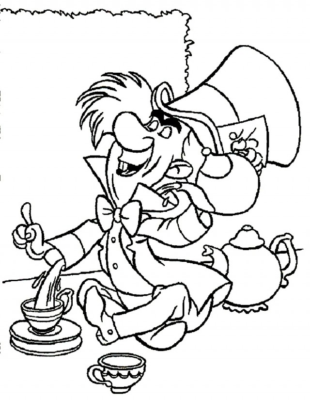 Mad Hatter Coloring Pages Coloring Book Area Best Source For 