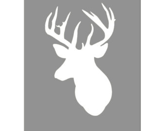 Items similar to Deer head silhouette wall art print Black tan 