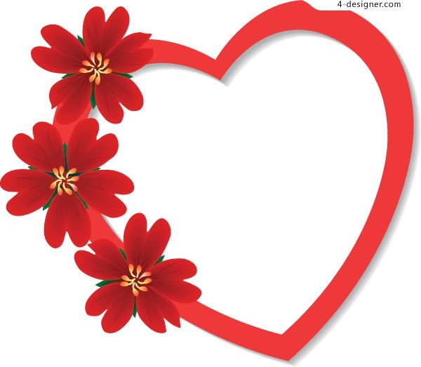 4-Designer | A simple and beautiful red flowers decorated heart 