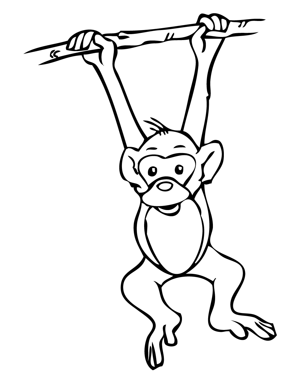 cute hanging monkey outline