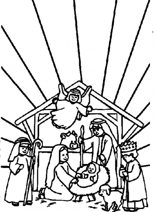 Three Wise Men Welcoming Baby Jesus Christmas Coloring Pages 