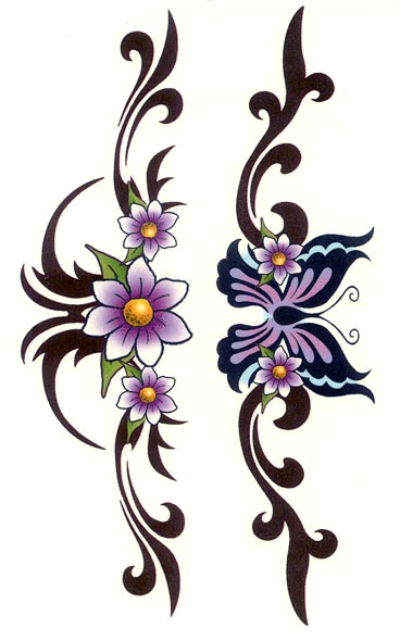 Temporary Tattoos Tribal Flower Butterfly Armband - Free Download 