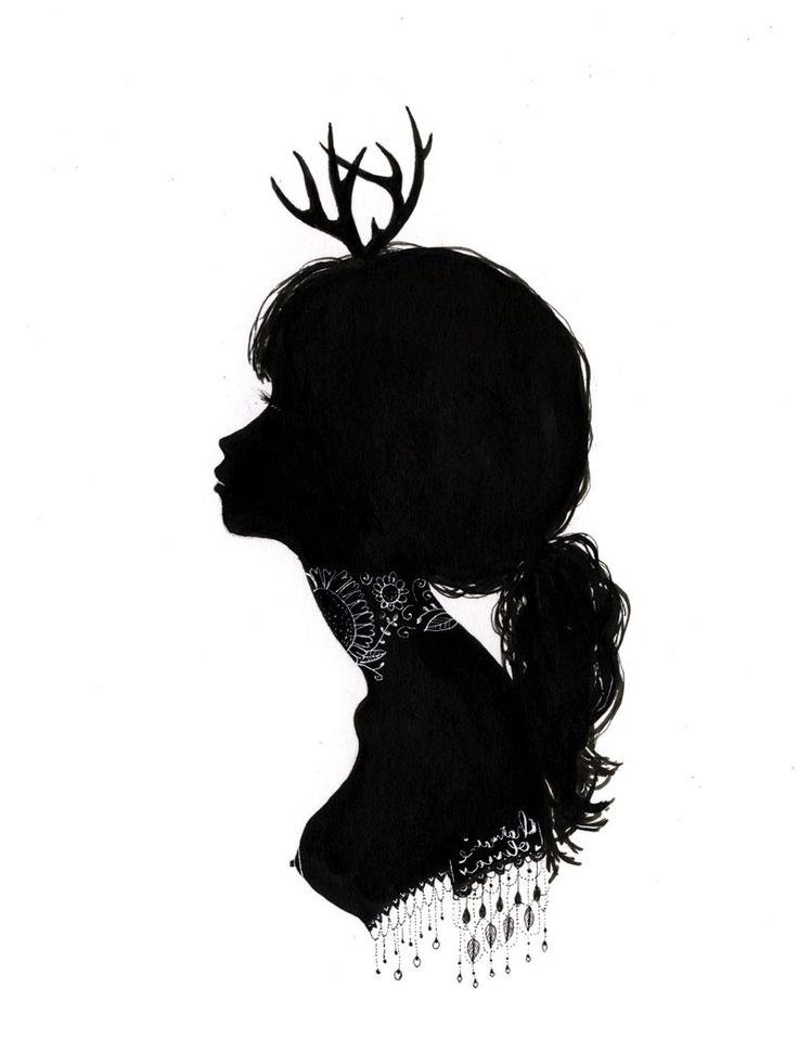 Antlers Girl - Silhouette | Girl with Antlers | Clipart library