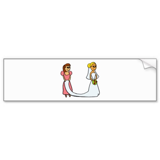 Bride and Maid of Honor Cartoon Car Bumper Sticker | Zazzle
