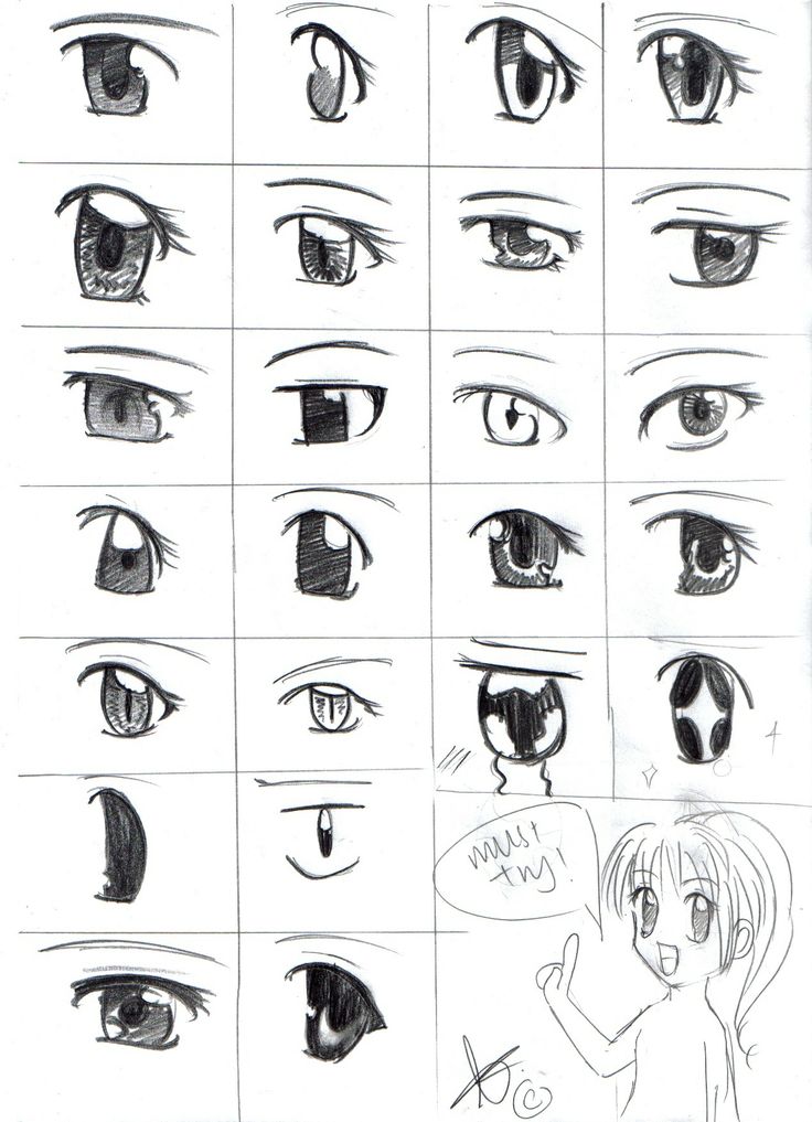anime girls drawing eyes - Clip Art Library