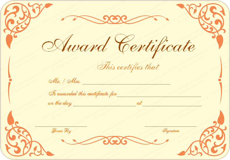 Downloadable Award Certificate Template from clipart-library.com
