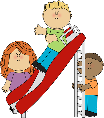 Kids Playing on a Slide Clip Art - Kids Playing on a Slide Image