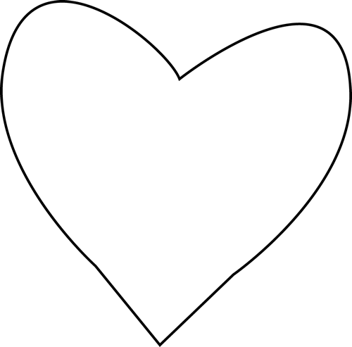 Black and White Heart for Letter H Clip Art - Black and White 