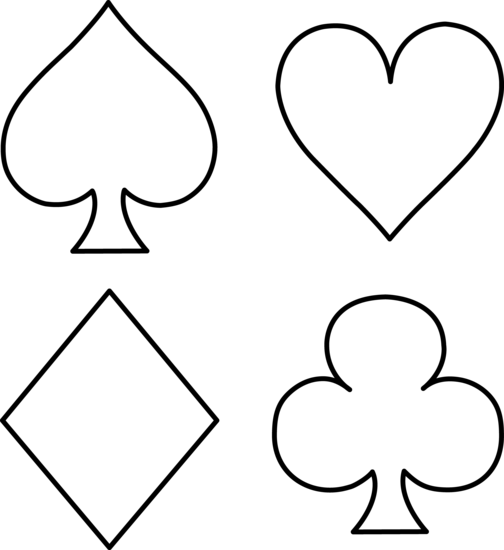 Playing Card Suits Line Art - Free Clip Art