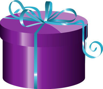 Purple Cylinder Gift Box with Blue Ribbon - Free Clip Arts Online 