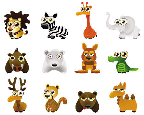 Cute Baby Animals of Zoo  Jungle | vector cartoon character