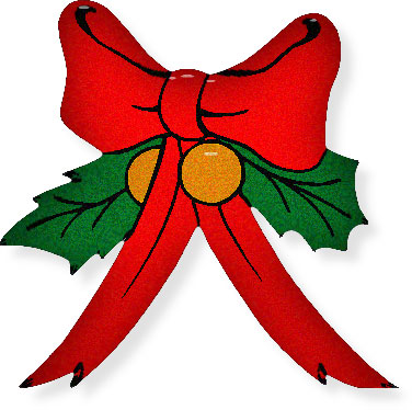Free Christmas Clipart - Red Ribbon with Holly