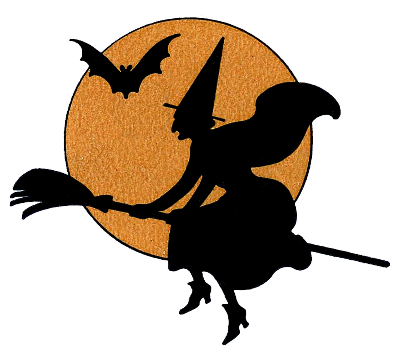 Vintage Halloween Clip Art Witch with Moon The Graphics Fairy