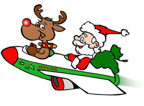 Free Christmas Clipart - Santa, Rudolph, Sleigh