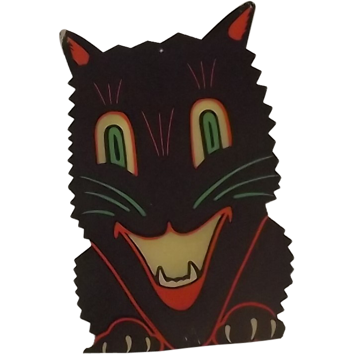 Larger size 1940s Cat face Hang type transparency Halloween 