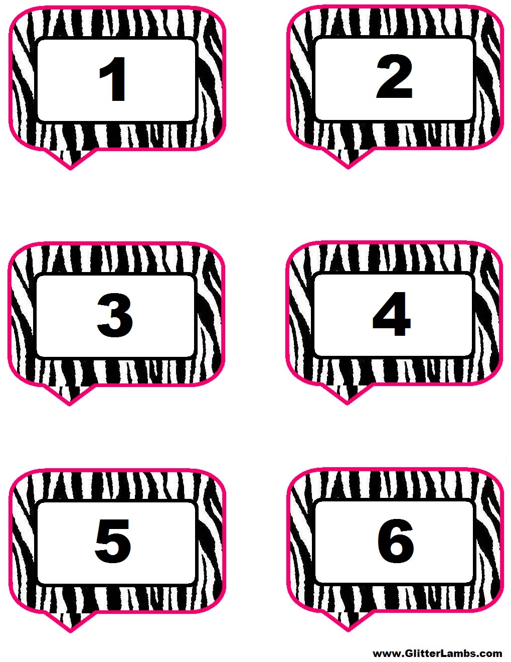 Glitter Lambs: Pink Zebra Food Label Cards And Free Printable 