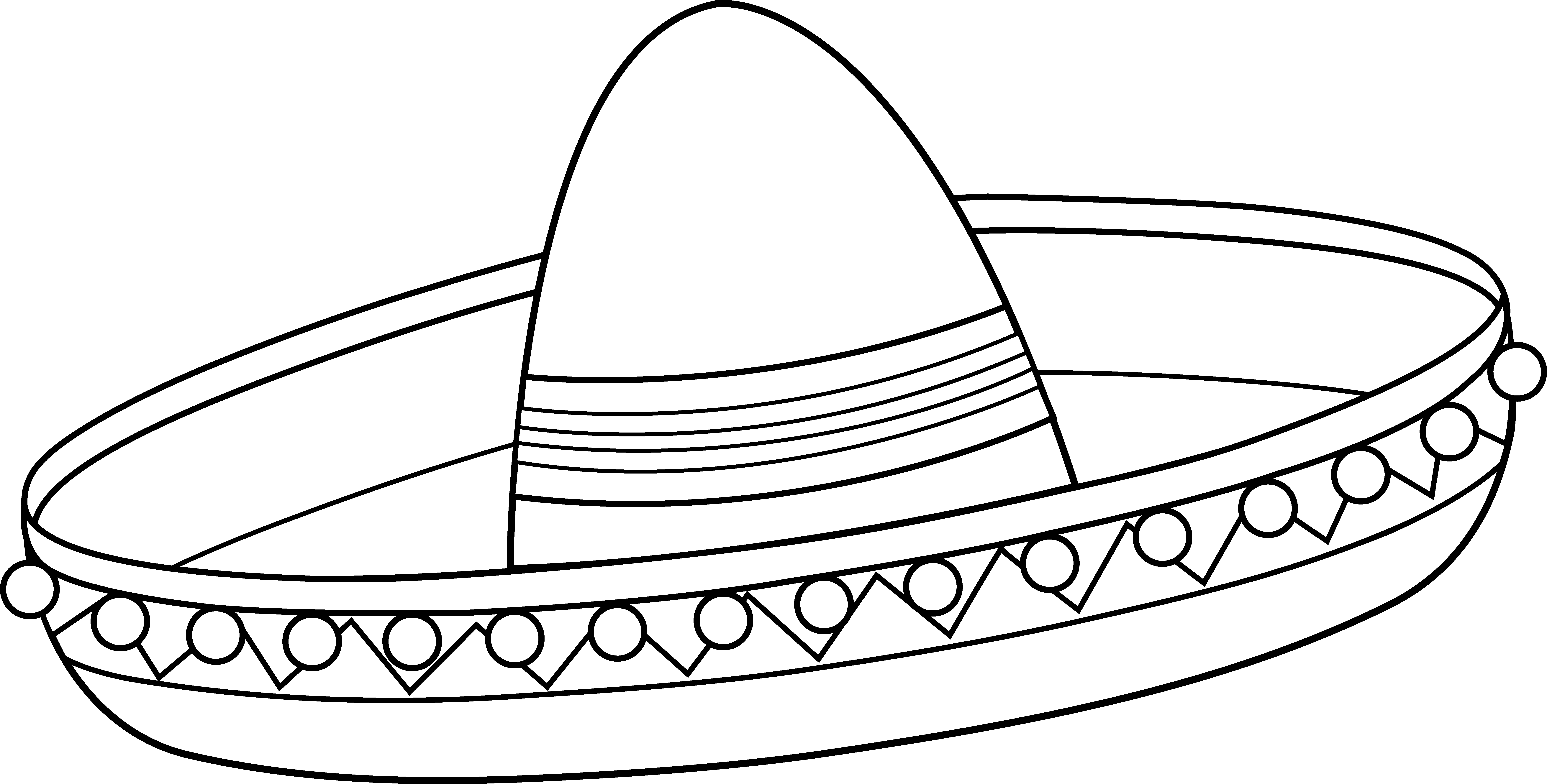 Mexican Sombrero Line Art - Free Clip Art