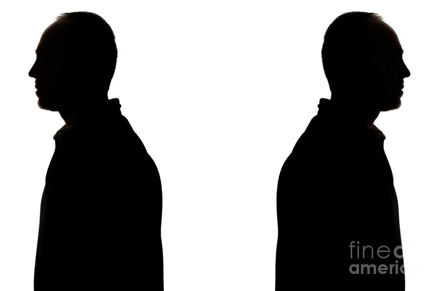 Silhouette Of Two Men Back To Back Photograph by Sami Sarkis 