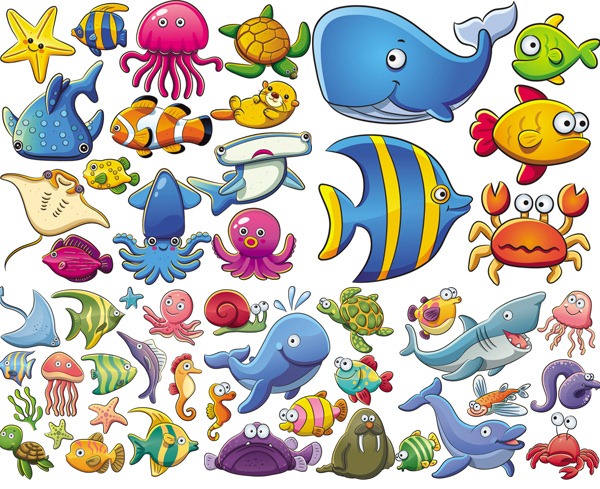 cute sea creatures cartoon - Clip Art Library