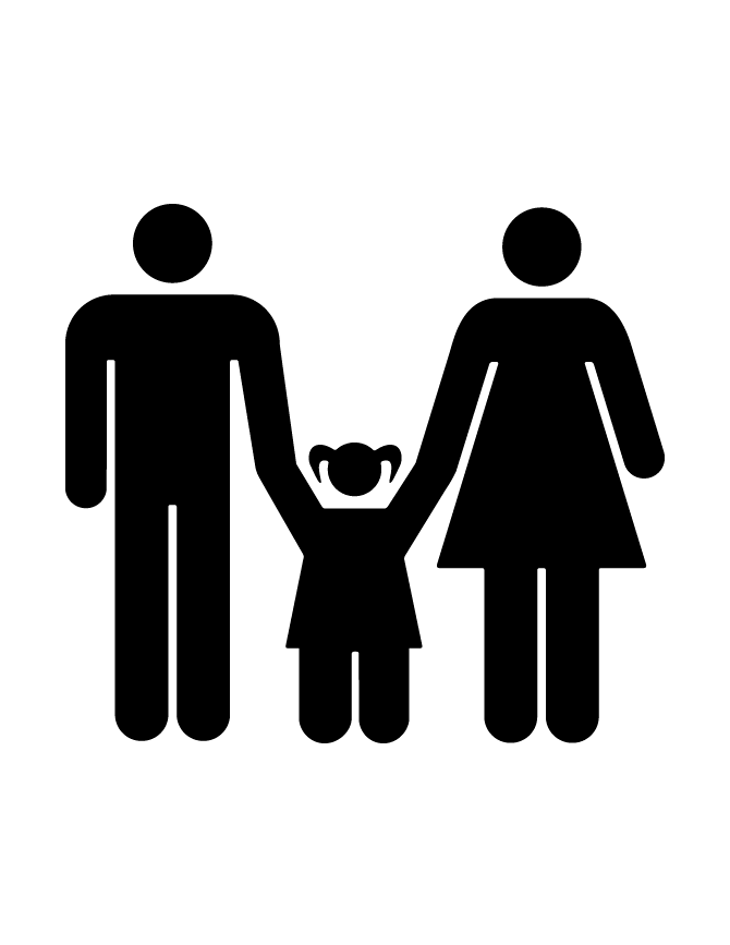 Mom Dad With Daughter Silhouette | H  M Coloring Pages