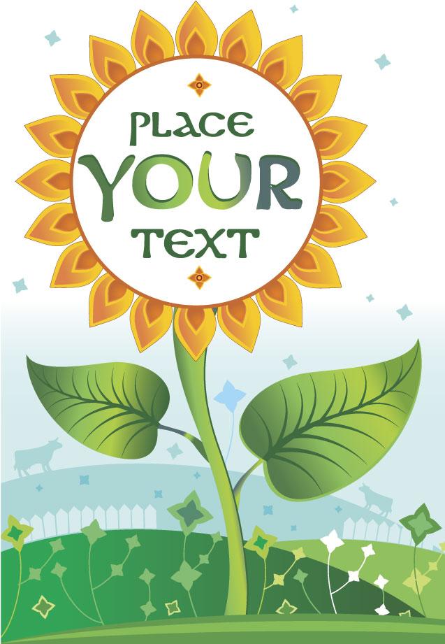 Cartoon sunflower text background vector graphics | Download PSD 