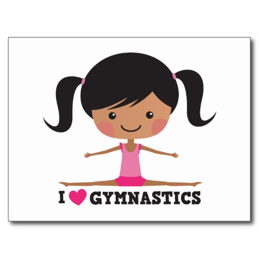 I love gymnastics cartoon girl side splits postcard | Zazzle
