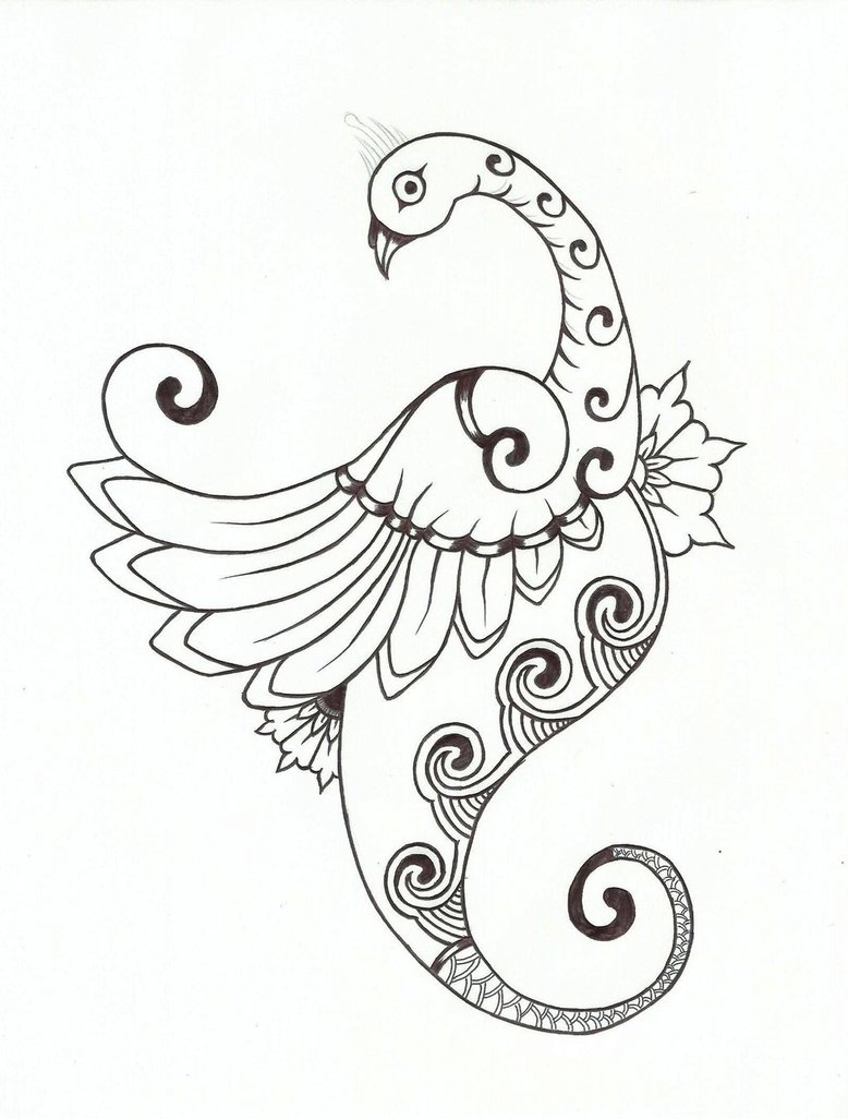 Mehndi Type Peacock Design by chrismetalfreak on Clipart library