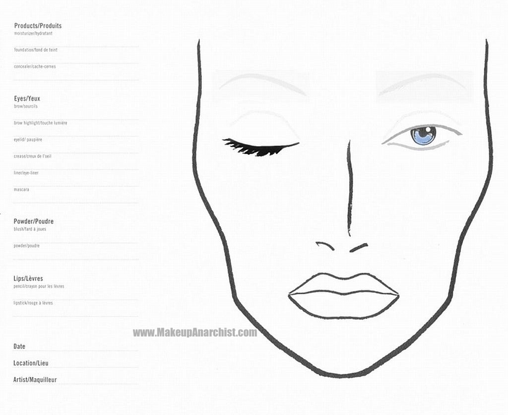 Printable Face Charts For Makeup Artists