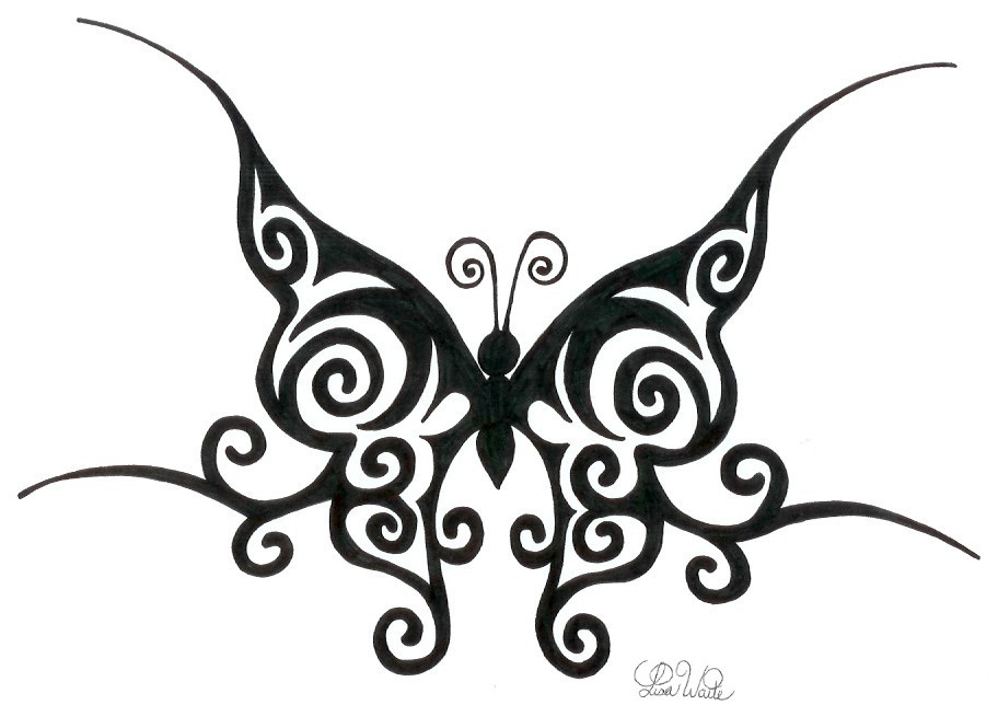 Simple Tribal Butterfly Drawings Clipart - Free Clip Art Images