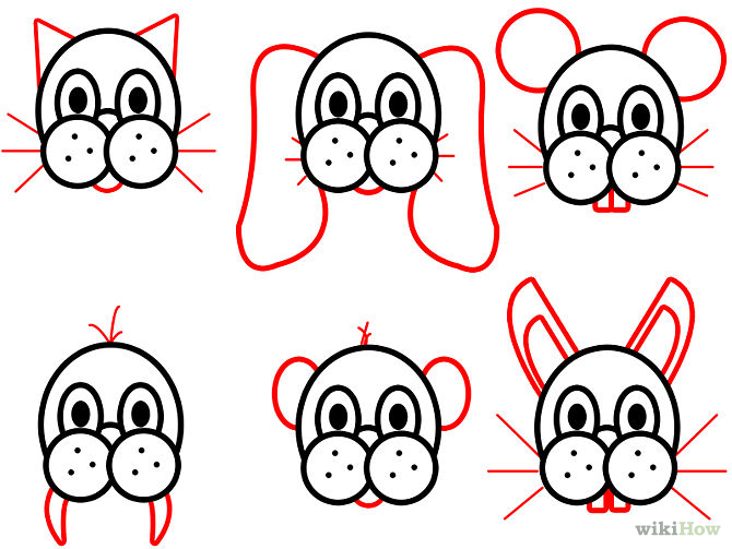 animal step by step drawing faces - Clip Art Library